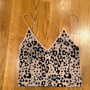 Free People Pink Leopard Print V-Neck Cami